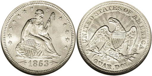 1853 Liberty Seated Quarter