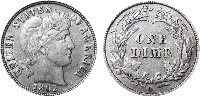1892 Barber Dime