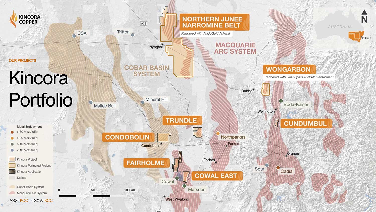 Kincora Copper projects map