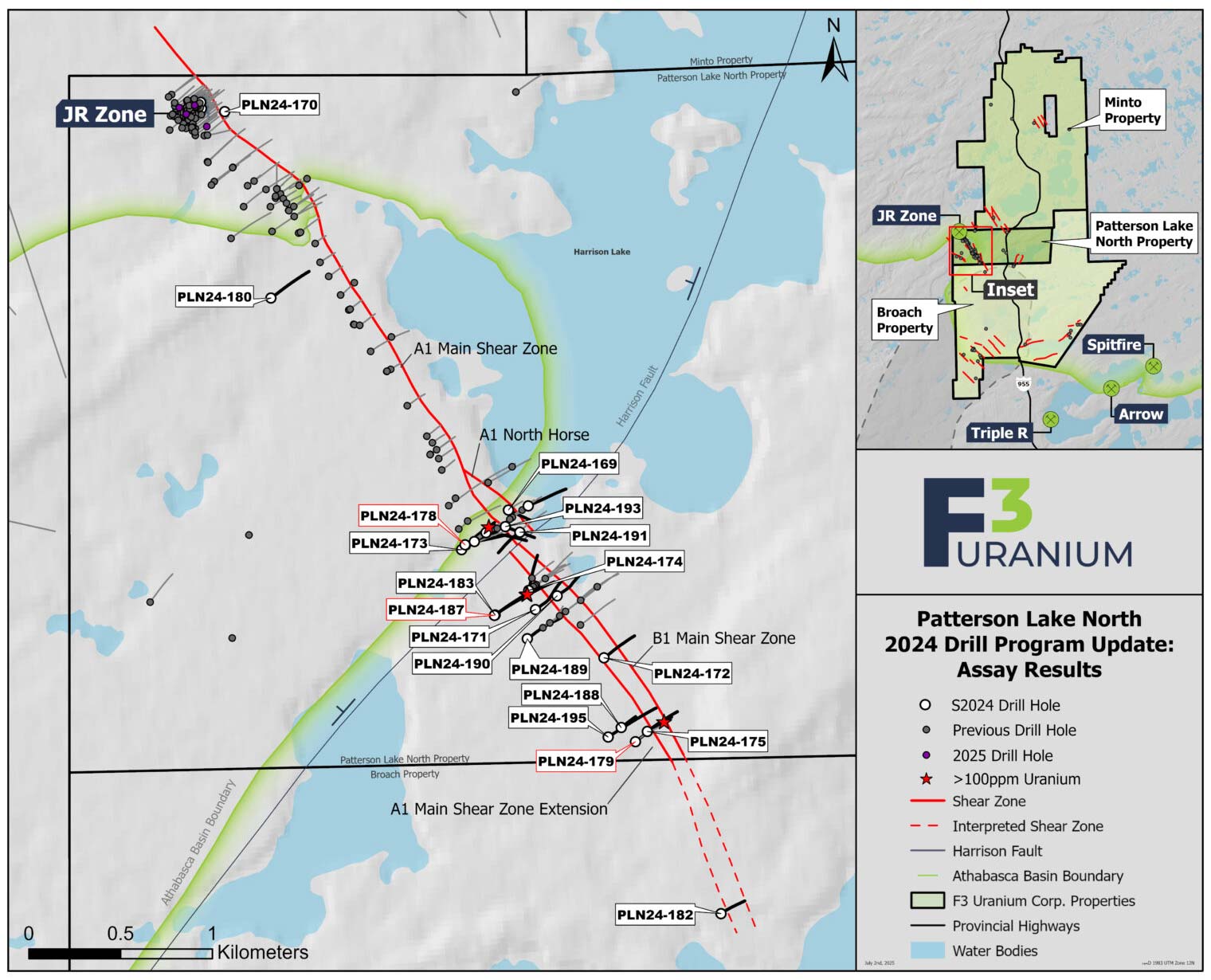Patterson Lake North drill program map