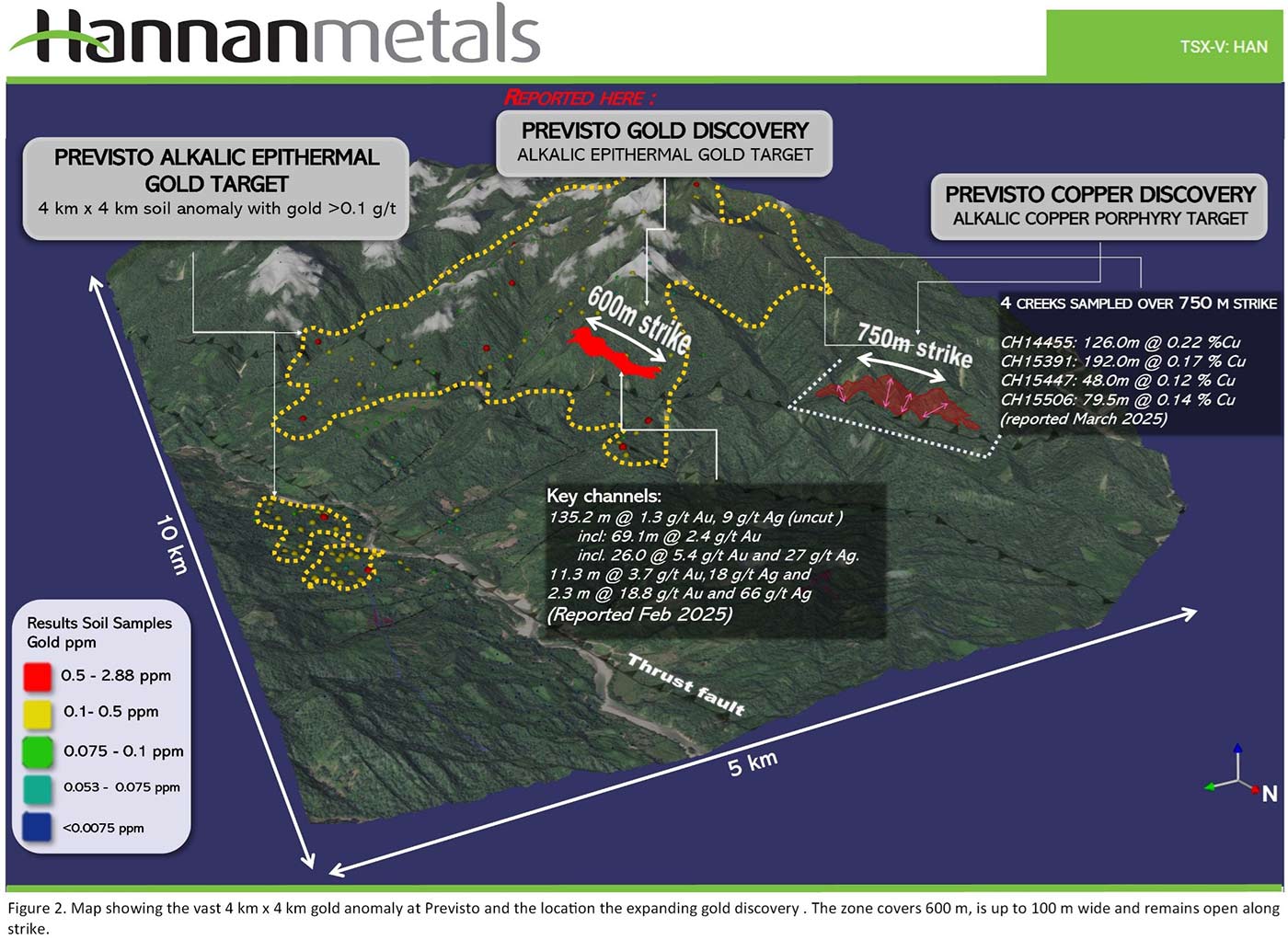 Hannan Metals property gold anomaly map