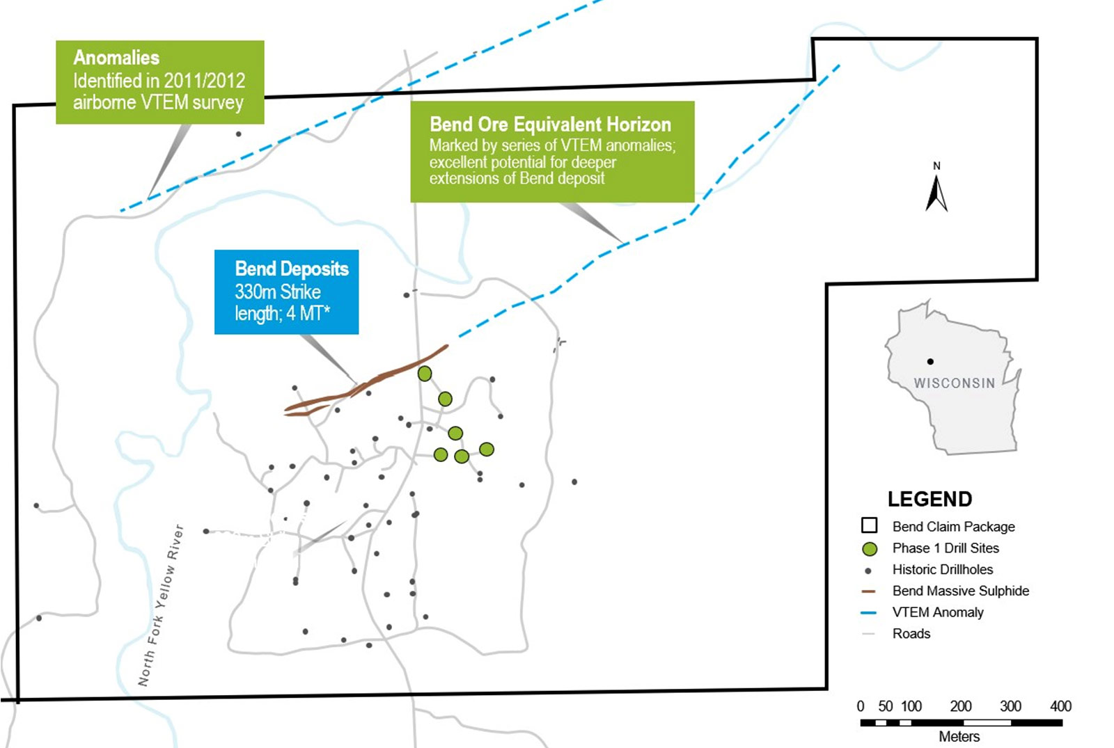 Bend anomalies and deposits map